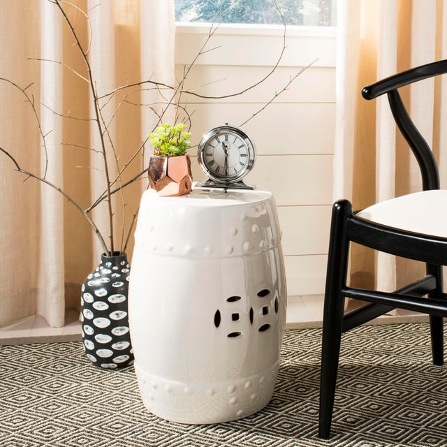 Modern Garden Stool in Cream For Sale - Image 3 of 4
