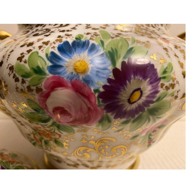 Ceramic Antique 19th Century Hand Painted and Gilt Porcelain Covered Center Bowl, Tureen For Sale - Image 7 of 10