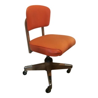 1970s Vintage Orange Eck-Adams Tanker Upholstered Office Chair For Sale