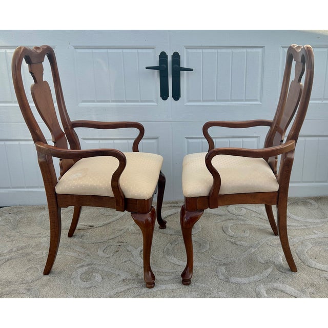 Vtg. American Drew Set of Six Queen Anne Style Dining Chairs For Sale - Image 4 of 15
