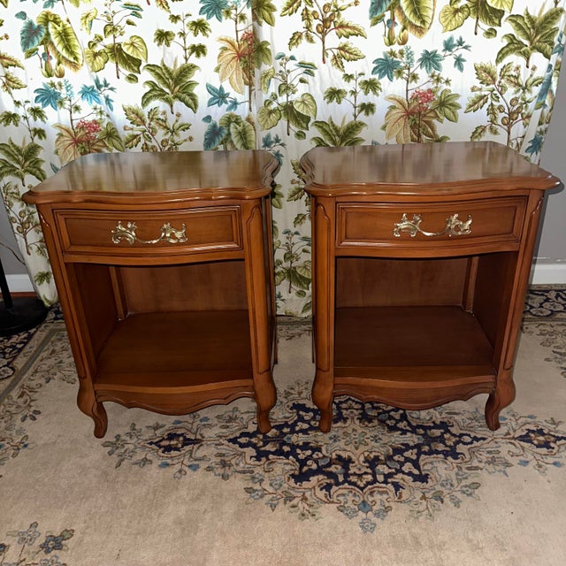 1960s Country French Cherry Nightstands – A Pair For Sale In Tampa - Image 6 of 15