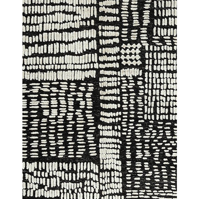 White Hi Low Luxe Ivory-Charcoal Hand Woven Wool Rug, 12ft 3in X 14ft 10in For Sale - Image 8 of 8