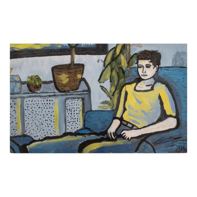 Contemporary Figural Interior Scene Oil on Canvas For Sale