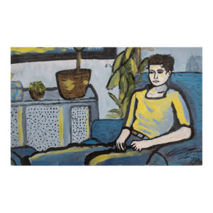 Contemporary Figural Interior Scene Oil on Canvas