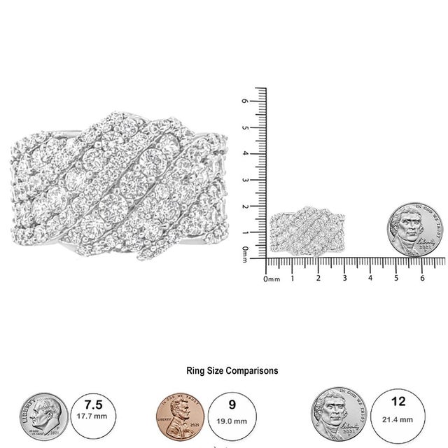 Early 21st Century 10K White Gold 3.00 Cttw Diamond Multi Row Cluster Band Ring (I-J Color, I3 Clarity) - Size 7 For Sale - Image 5 of 5