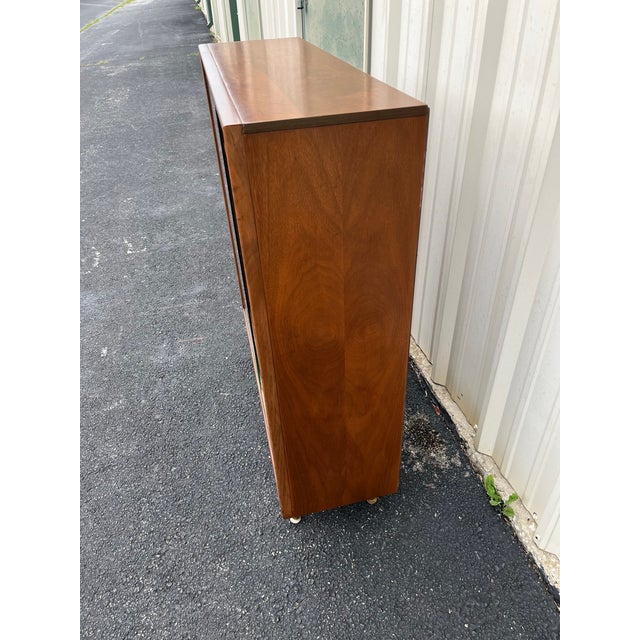 Mid Century Modern Walnut Bookcase With Sliding Glass Doors For Sale - Image 6 of 12