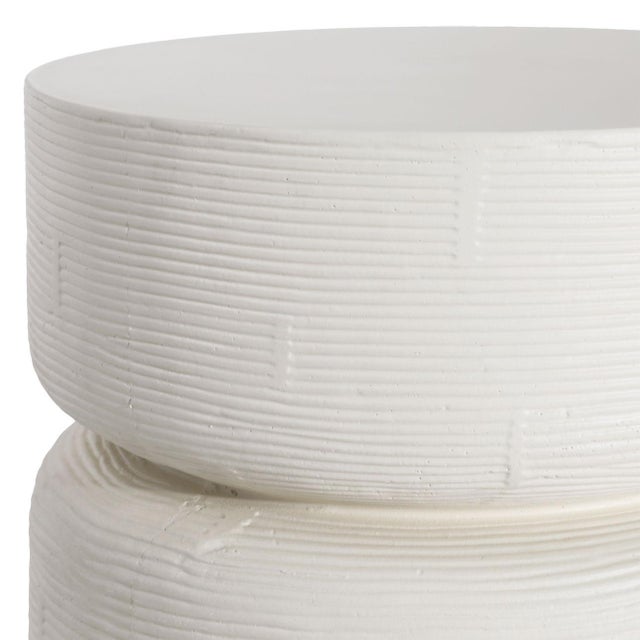 Contemporary Outdoor Cream Cement Side Table For Sale - Image 3 of 4
