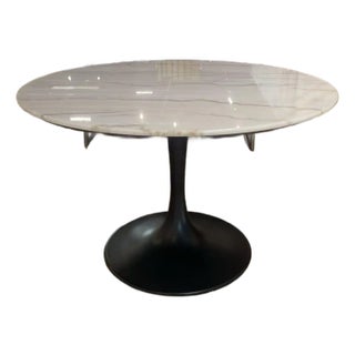 Saint Germain Round Stone Dining Table With Launette Base For Sale