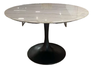 Saint Germain Round Stone Dining Table With Launette Base