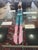 Wood 1987 JW Eaton Postmodern Pink and Blue Wooden Sculpture "Lamppost Flyer" For Sale - Image 7 of 7