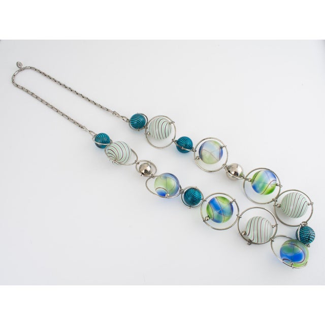 2000 - 2009 Appartement a Louer French Designer Extra Long Chrome and Murano Beads Necklace For Sale - Image 5 of 12