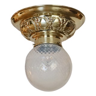 Art Nouveau Ceiling Lamp in Brass and Glass, 1890s For Sale