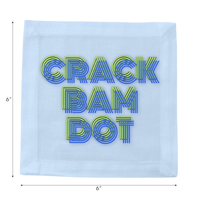 Mahjong Crack Bam Dot Blues Celery Cotton Sateen Cocktail Napkins, Set of 4 For Sale - Image 4 of 5