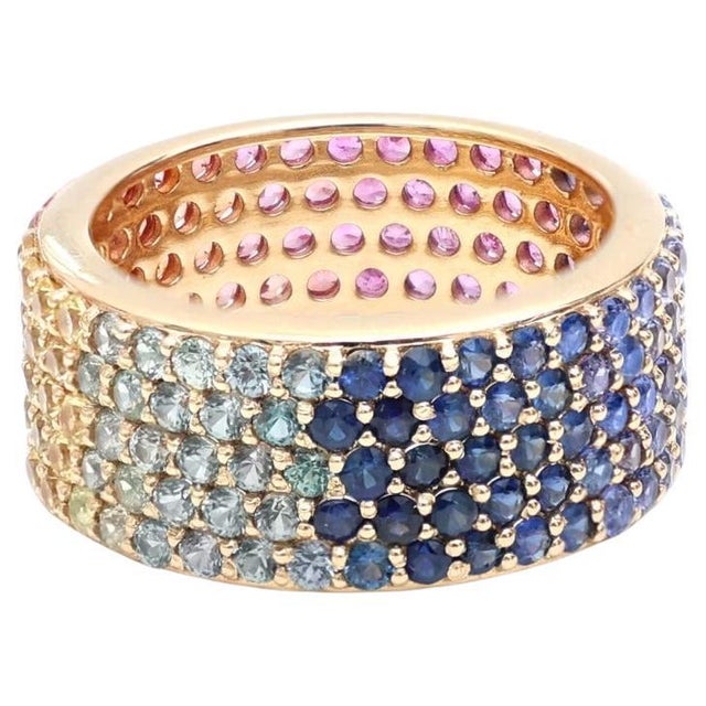 Early 21st Century Natural 4.65 cts rainbow sapphire ring in 18k gold For Sale - Image 5 of 18