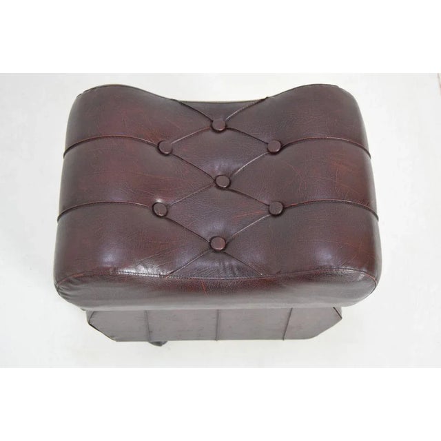 Mid-Century Leatherette Stool with Wheels, 1970s For Sale - Image 4 of 11