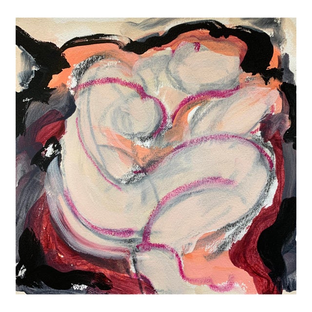 Summer Sleeping #1, Oil, Charcoal, Oil Pastel on Paper 9 X 9 Inches For Sale