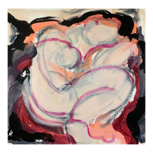 Summer Sleeping #1, Oil, Charcoal, Oil Pastel on Paper 9 X 9 Inches