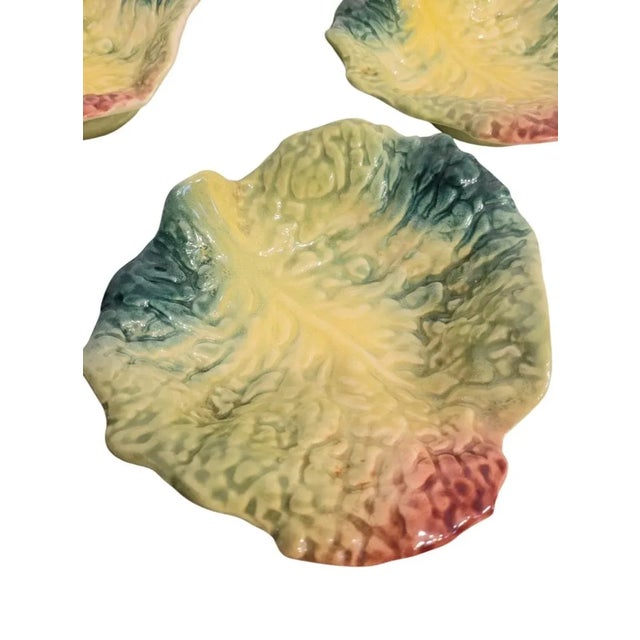 Vintage Italian Cabbage Leaf Curved Colorful Dodie Thayer Style Serving Bowls- Set 8 For Sale In West Palm - Image 6 of 8