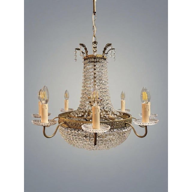 Metal Large French Empire Style Chandelier, 20th Century For Sale - Image 7 of 7
