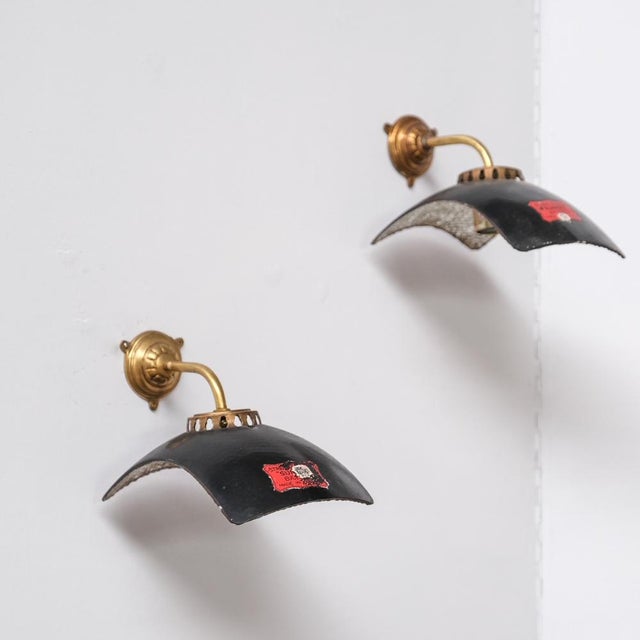 Black Antique Wall Lights in Mercury Glass and Brass, Set of 2 For Sale - Image 8 of 8