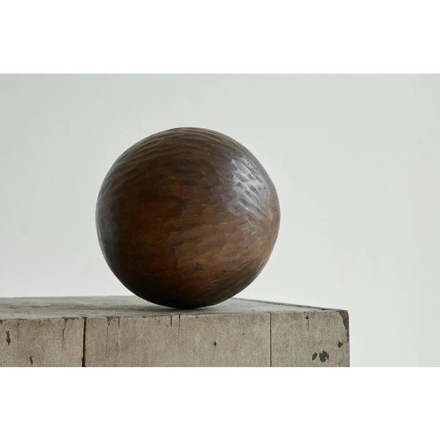 Wabi-Sabi Style Ball in Carved Wood, 1920s For Sale - Image 6 of 8