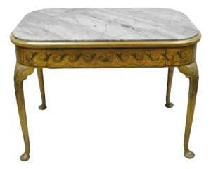 Antique French Adams Style Hand Painted Queen Anne One Drawer Center Table