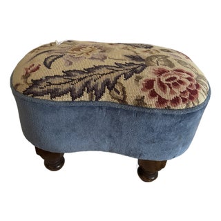 1920's Floral Needlepoint Footstool For Sale