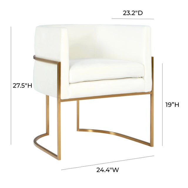 2020s Giselle Cream Velvet Dining Chair with Gold Frame For Sale - Image 5 of 7