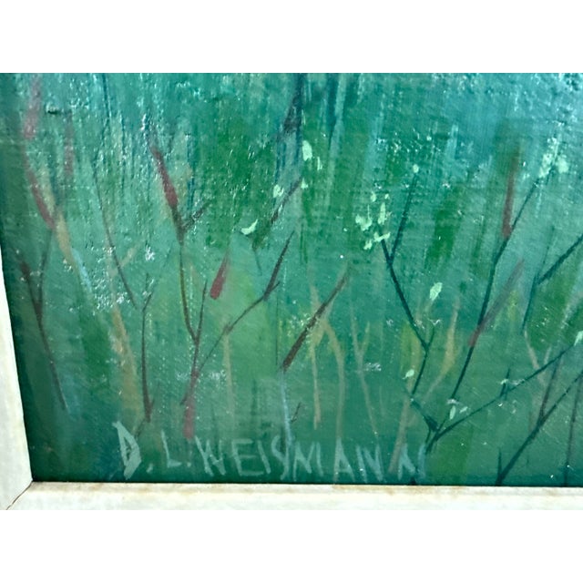 Red Mid Century Abstract Landscape Painting by Donald Weismann Titled "Fall Out" For Sale - Image 8 of 11