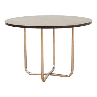 Side Table in Chrome-Plated Tubular Steel with Black Ash Veneer Top For Sale