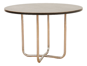 Side Table in Chrome-Plated Tubular Steel with Black Ash Veneer Top