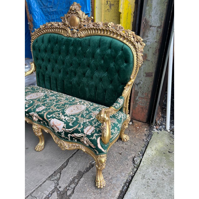 Throne Sofa Settee Love Seat in Gold Leaf For Sale - Image 4 of 12