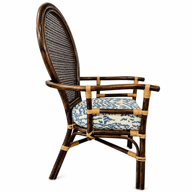 Mid 20th Century Vintage Rattan Balloon Chair With New Schumacher Cushion For Sale - Image 5 of 7