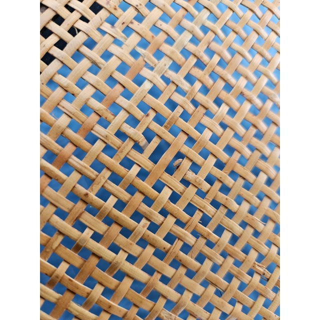 Square Black and Rattan Faux Walnut Top Side Table For Sale - Image 11 of 12