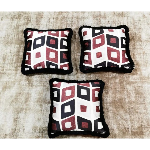 Textile Dedar Satin Fabric and Velvet on the Back Hand Made Pillows - Set of 3 For Sale - Image 7 of 7