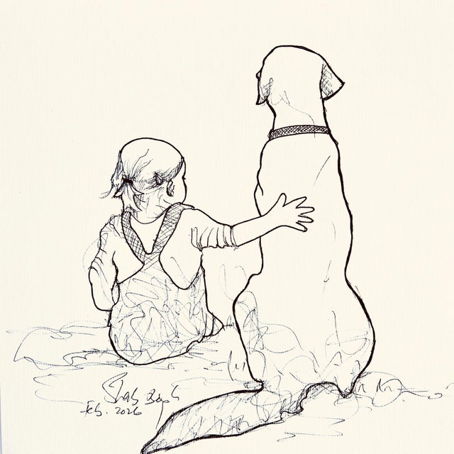 This listing is for a framed ink on paper drawing, with a certificate of authenticity. Artwork without frame: 30 x 30cm /...