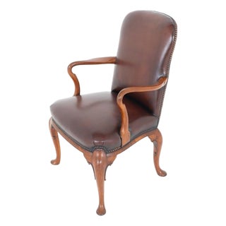 Georgian Revival Desk Chair with Leather Seat, 1890s For Sale