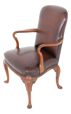 Georgian Revival Desk Chair with Leather Seat, 1890s