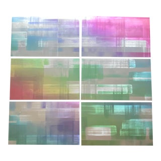 1990s Postmodern Abstract Brushed and Painted Metal Multi-Panel Installation - Set of 6 For Sale