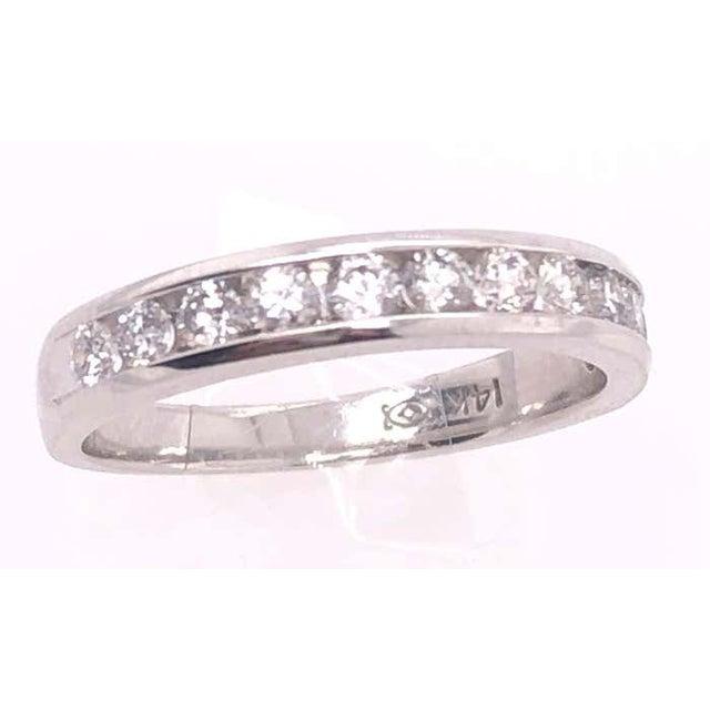 2010s 14 Karat White Gold and Diamond Band Bridal Wedding Ring, Size 6 For Sale - Image 5 of 8