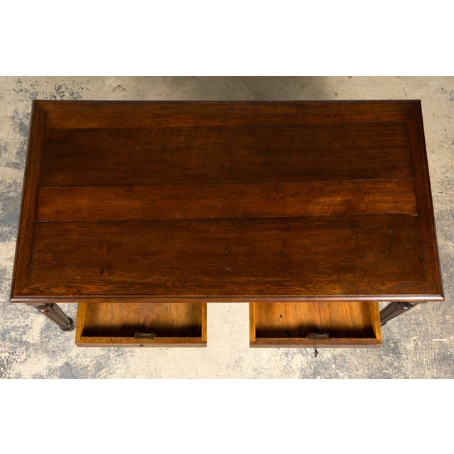 French Late 19th Century French Louis XVI Style Oak Writing Table For Sale - Image 3 of 17