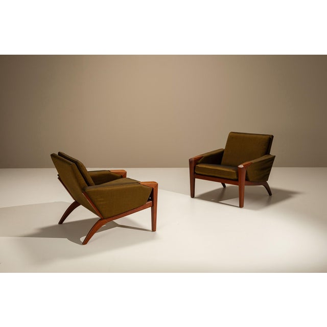 Vintage Danish Lounge Chairs in Olive Green, 1960s, Set of 2 For Sale - Image 3 of 16