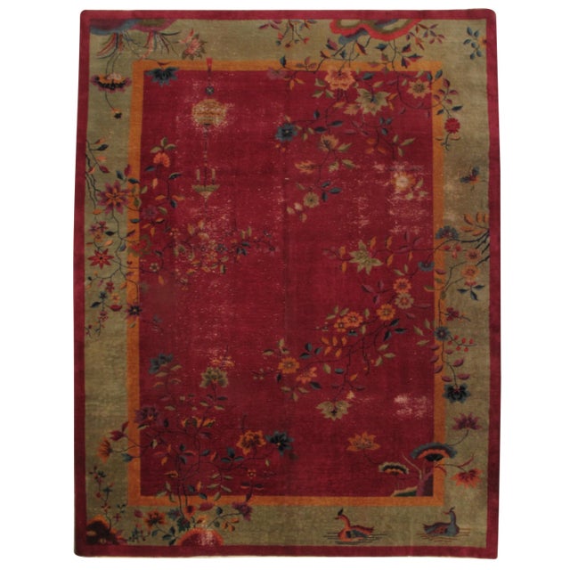 Antique Chinese Hand-Knotted Rug - 8′10″ × 11′3″ For Sale
