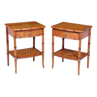 Bedside Tables in Faux Bamboo and Satin Birch, 1980, Set of 2 For Sale
