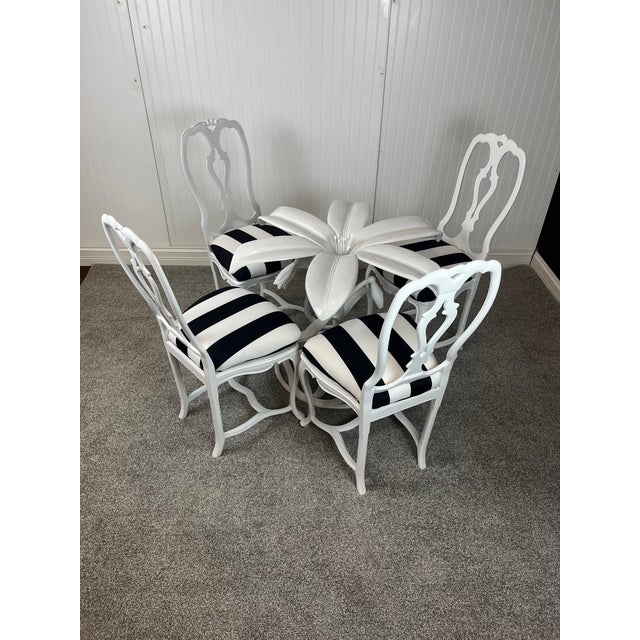 1960s Rare Mid Century Patio Attributed to Arthur Court Rare Lily Aluminum Table and Chairs For Sale - Image 5 of 15