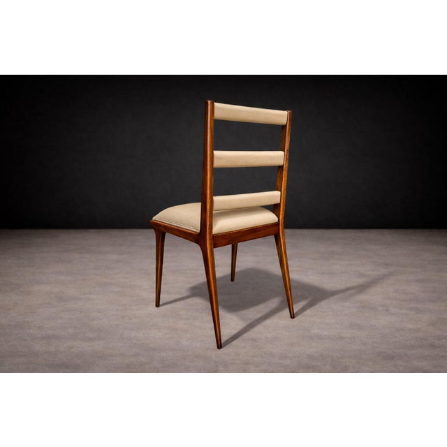 Set of Six Chairs in Hardwood & Beige Leather, Unknown, 1950s For Sale - Image 9 of 12