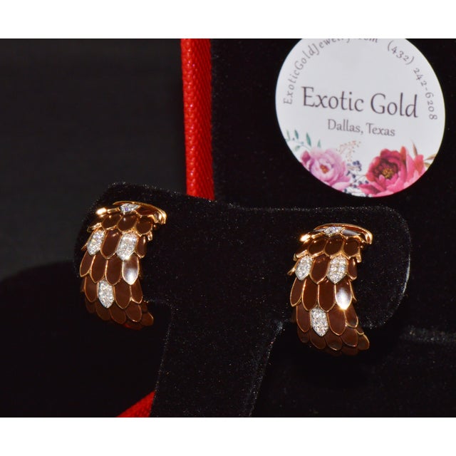 Pair of Vintage Roberto Coin Animalier 0.32ct Natural Diamond Feather Earrings in Solid 18k Rose & White Gold For Sale - Image 15 of 15