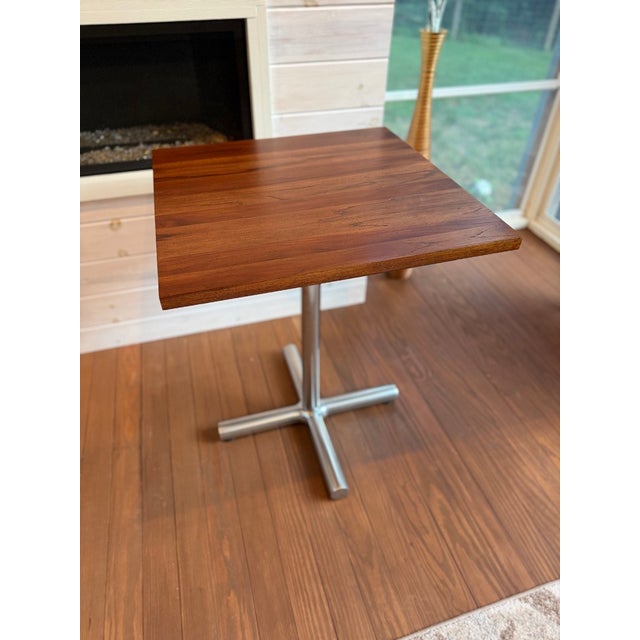 Mid-Century Modern Vintage Diner Table Base With Solid Teak Top For Sale - Image 3 of 11