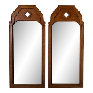 1970’s Vintage Thomasville Walnut Wall Mirrors – A Pair For Sale