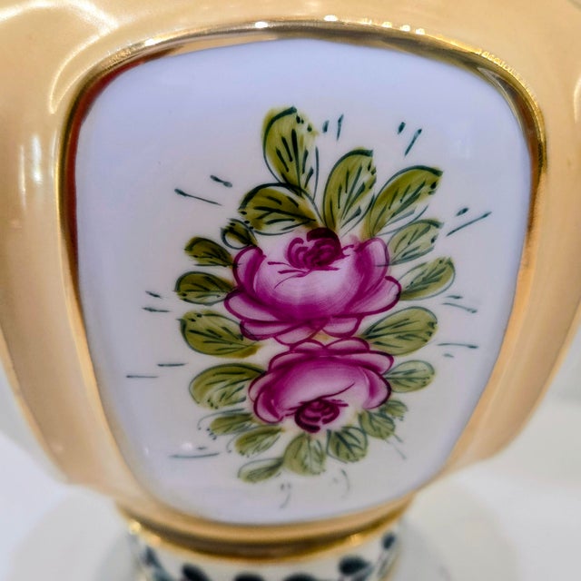 Richard Klemm Dresden Antique Hand-Painted Floral Porcelain Vase With Gold Gilt Handles, Germany For Sale - Image 9 of 13
